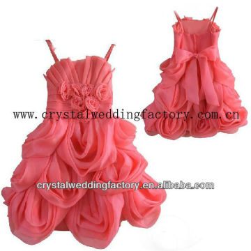 Unique beaded appliqued ruffled skirt hot real sample watermelon flower girl pageant dress CWFaf5321